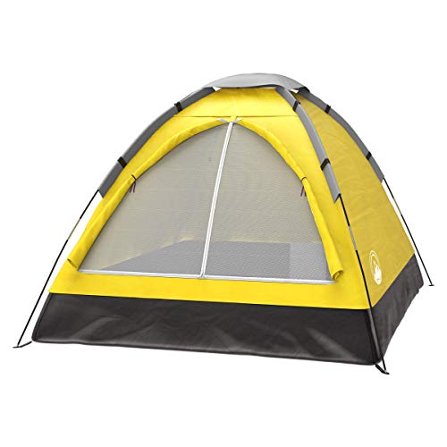 2-Person Dome Tent – Easy Set Up Shelter with Rain Fly and Carrying Bag for Camping, Beach, Hiking, and Festivals by Wakeman Outdoors (Yellow)