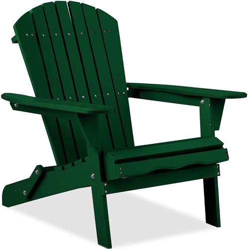 Best Choice Products Folding Adirondack Chair Outdoor Wooden Accent Furniture Fire Pit Lounge Chairs for Yard, Garden, Patio w/ 350lb Weight Capacity - Green