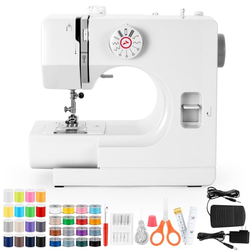 Sewing Machine, Mini Sewing Machine, Electric Portable Sewing Machine for Beginners, 12 Stitch Dual Speed with Foot Pedal & Sewing Kit