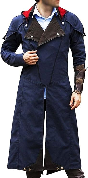 New Men's Games Super Hero Costume Blue Denim Trench Coat Jacket (Large, l)