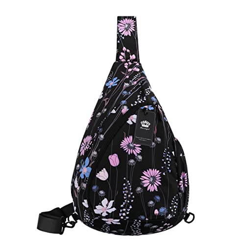 HUA ANGEL Crossbody Sling Bag, Multipurpose Sling Pack for Travel Hiking Trendy Chest Bag Shoulder Daypack, Convertible Strap