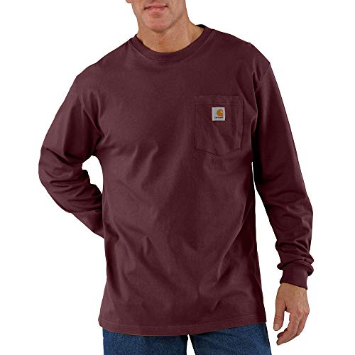 Carhartt Men's Loose Fit Heavyweight Long-Sleeve Pocket T-Shirt, Port, REG-4XL