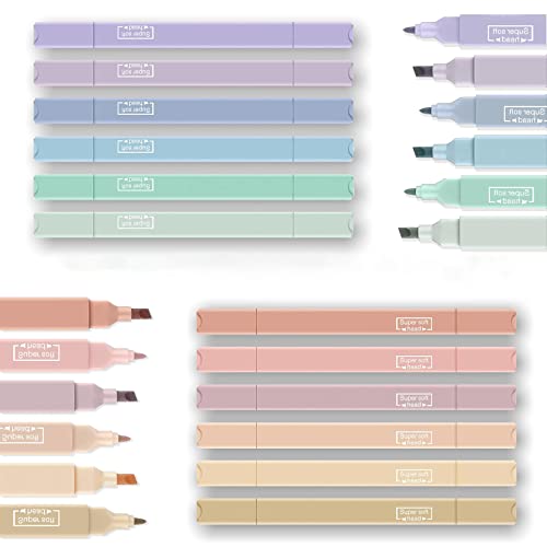 konket 12Pcs Aesthetic Cute Highlighters Bible Pastel Highlighters and Pens no bleed Assorted Colors Highlighters for School Supplies and Office Journal DIY Home