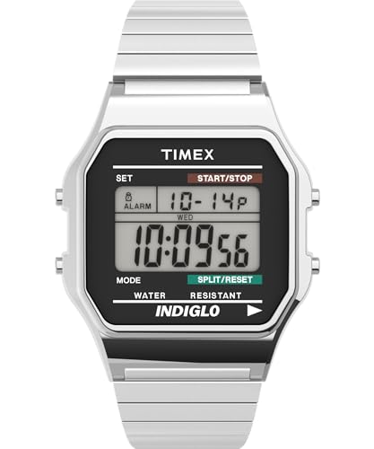 Timex Men's T78587 Classic Digital Silver-Tone Stainless Steel Expansion Band Watch