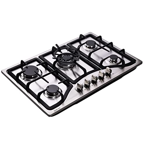 Deli-kit 30 Inch Gas Cooktops Dual Fuel Sealed 5 Burners Stainless Steel Gas Cooktop Drop-In Gas Hob DK257-A10 Gas Cooker