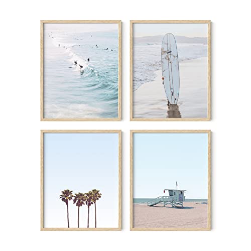 HAUS AND HUES Beach Wall Art Prints - Set of 4 Ocean Beach Decor Art Prints | Nautical Themed Beach Wall Decor and Decorations for Home Beach Art Prints Beach Decor | UNFRAMED (Blue, 11 x 14)