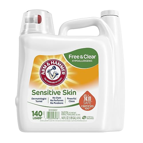 Arm & Hammer Sensitive Skin Free & Clear, 140 Loads Liquid Laundry Detergent, 140 Fl oz