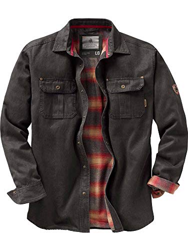 Legendary Whitetails Men's Journeyman Shirt Jacket, Flannel Lined Shacket for Men, Water-Resistant Coat Rugged Fall Clothing, Tarmac, Large