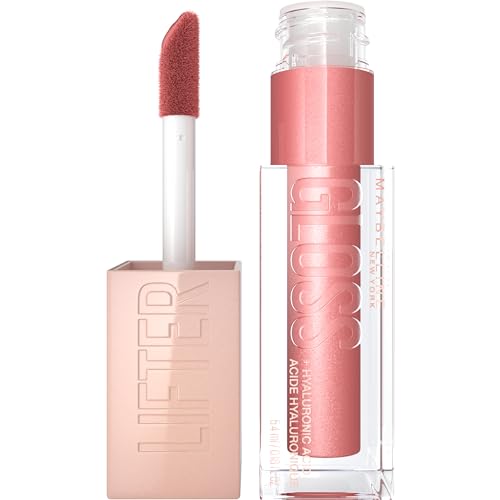 Maybelline Lifter Gloss, Hydrating Lip Gloss with Hyaluronic Acid, Moon, Nude Pink, 0.18 Ounce