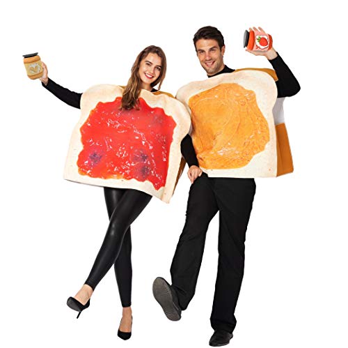 Spooktacular Creations Costume Adult Couple Set w/one Peanut Butter and One Jelly Plush for Halloween Dress Up Party