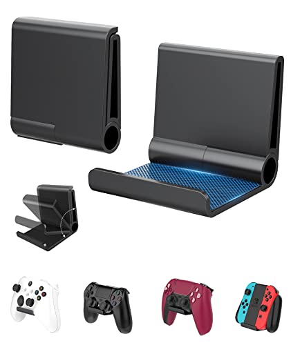 4 Pack Foldable Controller Wall Mount Holder for Xbox PS5 PS4 PS3 Switch Pro Strong Adhesive/Screw Upgraded Controller Stand Hanger with Anti-slip Pad Universal Gaming Remote & Headphone Accessories