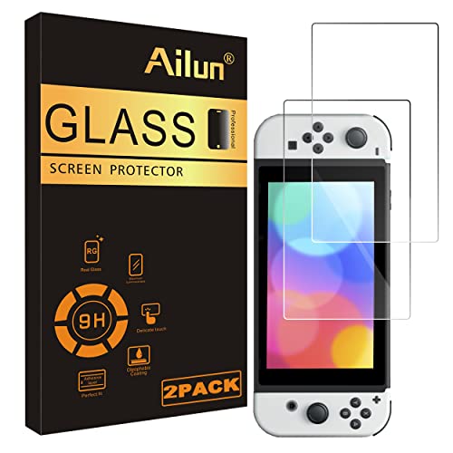 Ailun Tempered Glass Screen Protector for Nintendo Switch OLED Model 2021 [7 Inch] Anti Scratch 9H Hardness [2 Pack]