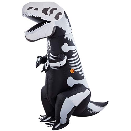 Twinkle Star 8.2FT Halloween Costume Adult Inflatable Skeleton Dinosaur, Tyrannosaurus T-Rex Halloween Decorations Party Fancy Dress Funny Cosplay Jumpsuit White