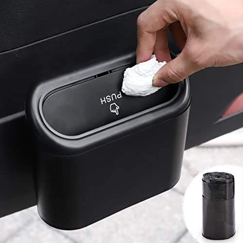 Accmor Car Trash Can with Lid, Mini Auto Dustbin Garbage Organizer with One Roll Plastic Trash Bag, Automotive Garbage Container Bin for Vehicle, Home, Office