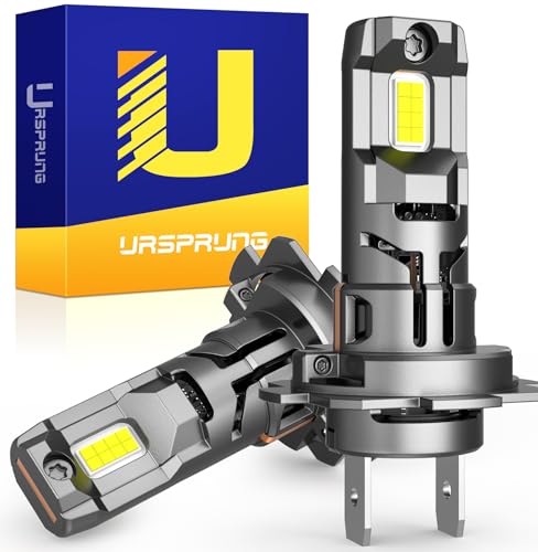 Ursprung 2024 Upgraded H7 Bulb, 26000LM 800% Super Bright H7, 1:1 Size No Adapter Required H7 Bulb, Plug and Play with Fan, 6500K Cool White IP68 Fog Light, Pack of 2