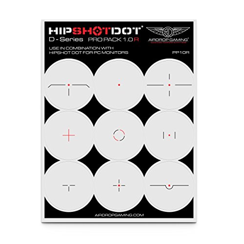 HipShotDot D-Series Pro Pack - Reusable Transparent Aim Sight Assist TV Decals - Gaming Television or Monitor Decal for FPS Video Games Compatible with PC, Xbox & Playstation (1.0 Red)