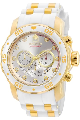 Invicta Men's Pro Diver Stainless Steel Quartz Watch with Silicone Strap, Gold, White, 26 (Model: 20291)