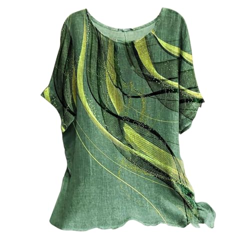 JRUUOJCIT New Order T Shirt,T Shirt Women Summer Women's Casual Loose Geometric Print Round Neck Top Wardrobe Women (b-Green, XL)