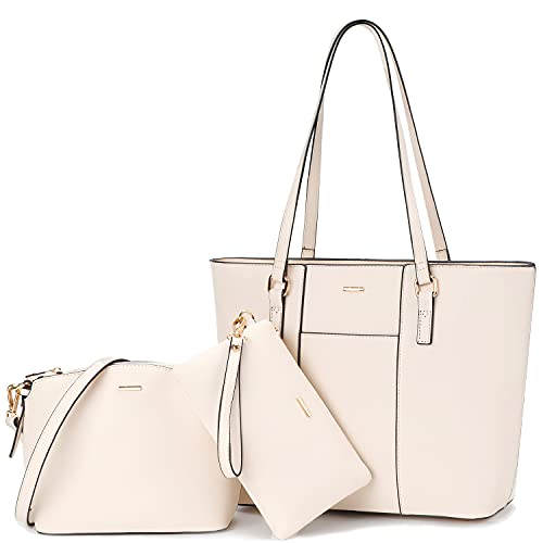 LOVEVOOK Purses for Women Fashion Handbags Tote Bag Shoulder Bags Top Handle Satchel Purse Beige