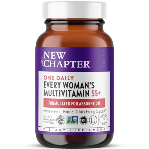 New Chapter Women's Multivitamin 50 Plus for Cellular Energy, Heart & Immune Support with 20+ Nutrients + Astaxanthin - Every Woman's One Daily 55+, Gentle on The Stomach, 72 Count