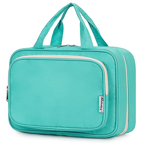 Travel Toiletry Bag for Women Large Hanging Makeup Bag Organizer Toiletries Bag for Full Size Essentials Accessories Cosmetics (Teal (Large))