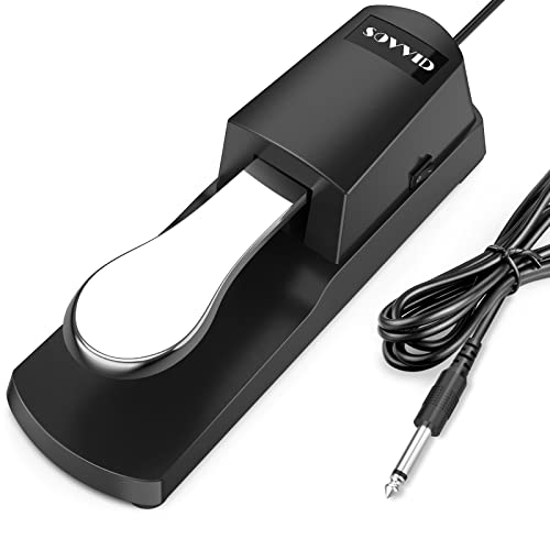 Sovvid Sustain Pedal for Keyboard, Universal Sustain Pedal with 1/4'' Classic Straight Input Plug, Piano Foot Pedal for Electronic Keyboards, MIDI Keyboards, Digital Pianos, Yamaha, Roland, Korg