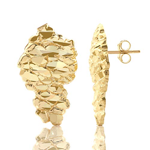 LoveBling 10K Yellow Gold Nugget Earrings (0.64' x 0.39')