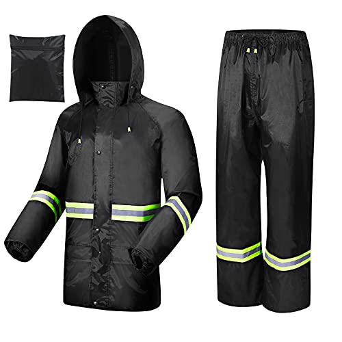 Rain Suits for Men Women Waterproof, Breathable Rain Coats with Eye-Catching Reflective Strip, Durable Rain Gear