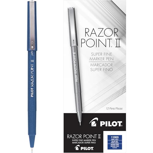 Pilot Pen Razor Point II Porous Point Pen Stick Blue Dozen 11003