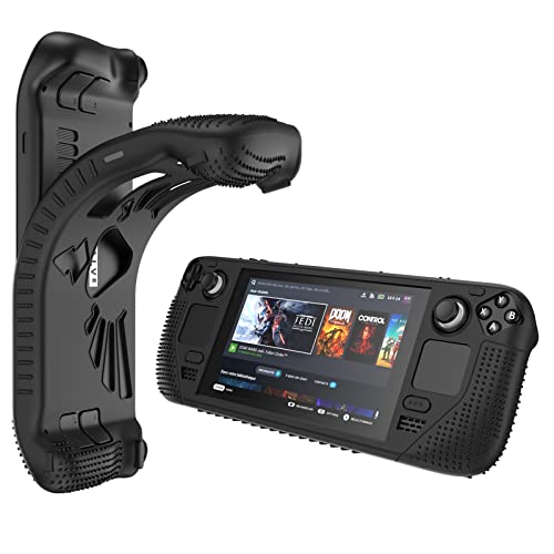 amFilm Protective Case for Steam Deck, Full Protection Silicone Cover- Black, Anti-Scratch and Shock-Absorption Design for Steam Deck 2021&2022 64 GB/ 256 GB NVMe/ 512 GB NVMe Model