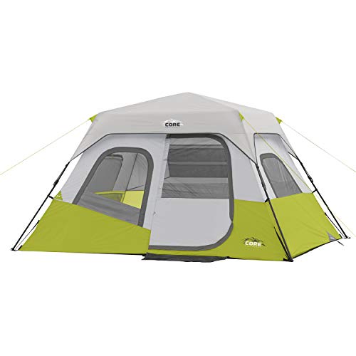 CORE 6 Person Instant Cabin Tent | Pop Up Tent with Easy 60 Second Camp Setup for Family Camping | Included Hanging Organizer for Outdoor Camp Accessories | Portable Tent for Camping with Carry Bag