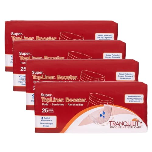 Tranquility TopLiner Disposable Booster Pads, Super (15' x 4.25') Flow-Through Design with Adhesive Strip for Max Absorption, Adult Unisex, 100ct Case