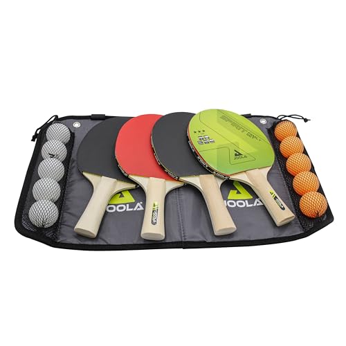 JOOLA Family Premium Table Tennis Bundle Set - 4 Regulation Ping Pong Paddles, 10 Training 40mm Ping Pong Balls, and Carrying Case - For Training and Recreational Play - Indoor and Outdoor Compatible