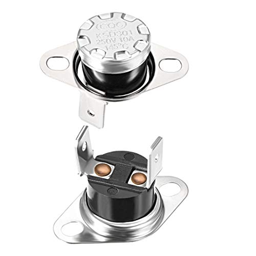 uxcell KSD301 Thermostat 145°C/293°F 10A N.C Adjust Snap Disc Temperature Switch for Microwave,Oven,Coffee Maker 2pcs