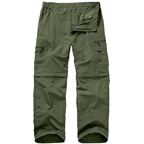 Mens Hiking Pants Convertible boy Scout Zip Off Shorts Lightweight Quick Dry Breathable Fishing Safari Pants,6101,Army,40