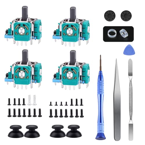 Joysticks Replacement for PS5 Controller, AOLION 3D Joystick Module Parts Compatible with Playstation 5 DualSense 51 PCS Controller parts 4 Joystick, Thumbstick, 10 Protective Ring and More,blue