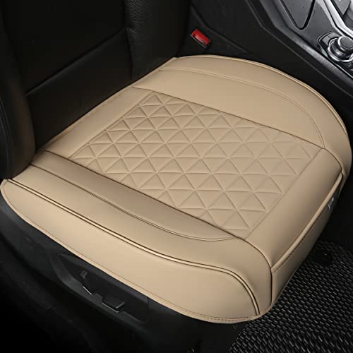 Black Panther Luxury Faux Leather Car Seat Cover Front Bottom Seat Cushion Cover, Anti-Slip and Wrap Around The Bottom, Fits 95% of Vehicles - 1 Piece,Beige