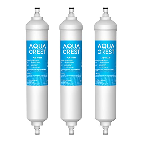AQUA CREST GXRTQR Inline Water Filter, Replacement for GE GXRTQR, GXRTQ, Reduces Chlorine, Fluoride, Limescale and More, 3 Filters (Package may vary)