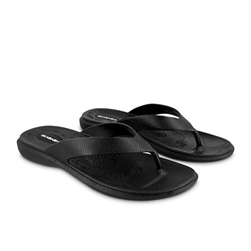 OKABASHI Maui Flip Flops | Womens Sandals | Black | Size L (Womens 9.5-10.5)