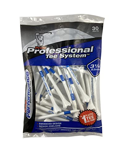 Pride Professional Tee System Plastic Golf Tees, 3-1/4 inch - 30 count (Blue),EV31430 White