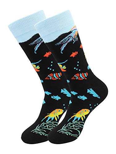 Real Sic Casual Designer Socks for Men and Women - Exotic Animal Series - Breathable and Lightwear Cotton (Tropical fish)