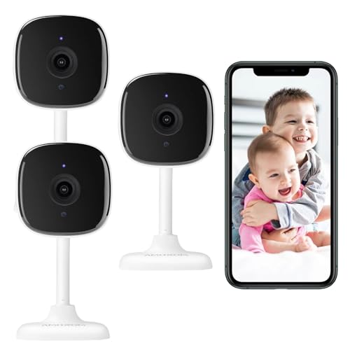 AMOROM Pet Camera 1080P Home Security Cameras, with Night Vision, Motion Detection, Privacy Mode, 2-Way Audio, Cloud & SD Card Storage, Compatible with Alexa/Google Home, 2.4GHz WiFi, 3 Pack