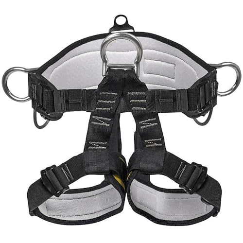 X XBEN Thicken Climbing Harness, Protect Waist Safety Harness Gear, Wider Half Body Harness for Roofing Fire Rescuing Rock Climbing Rappelling Tree Climb