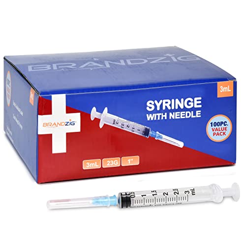 Brandzig 3ml Syringe with Needle - 23G, 1' Needle (100-Pack)…