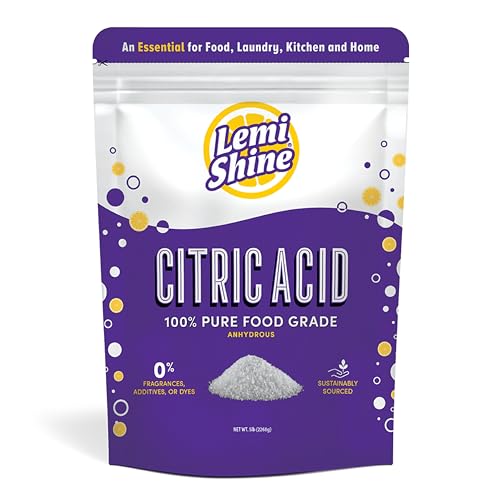 Lemi Shine 100% Citric Acid 5 Pound Bag l Pure Food-Grade Flavor Enhancer & All-Natural Preservative | Fragrance Free Citric Acid for Bath Bombs, Cooking, & Canning