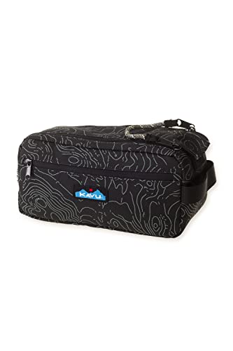 KAVU Grizzly Kit Accessory Bag Padded Lightweight Travel Case, Black Topo