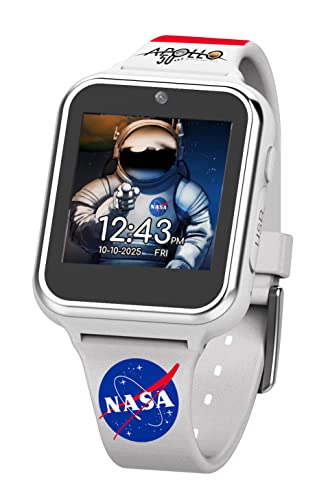 Accutime Kids NASA Astronaut White Educational Learning Touchscreen Smart Watch Toy for Boys, Girls, Toddlers - Selfie Cam, Learning Games, Alarm, Calculator, Pedometer and More (Model: NAS4011AZ)