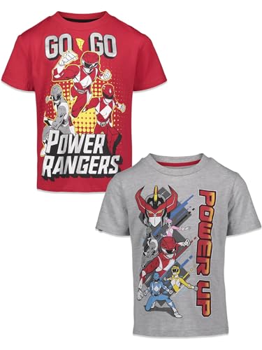 Power Rangers Big Boys Short Sleeve 2 Pack T-Shirts Red/Grey 7/8