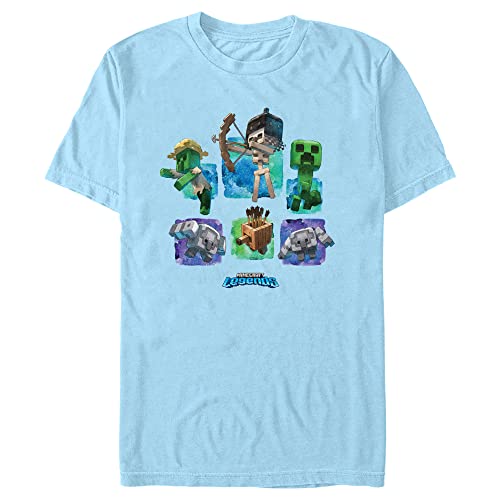 Men's Minecraft Legends Watercolor Mobs T-Shirt - Light Blue - Medium