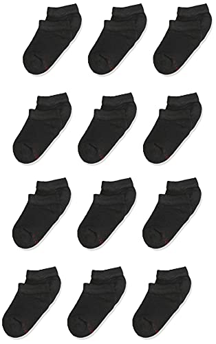 Hanes Boys Socks, Double Tough Cushioned Ankle And No Show, 12-pair Packs Athletic-socks, No Show - Black - 12 Pack, Medium US